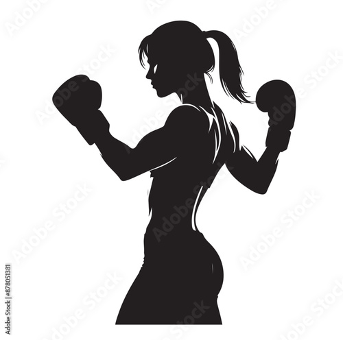 silhouette of a boxing woman