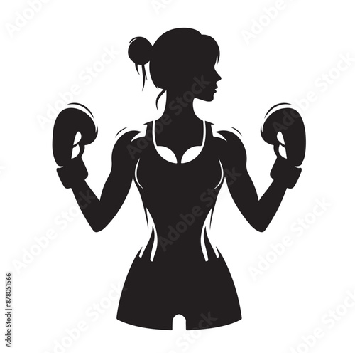 silhouette of a boxing woman