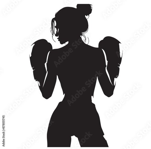 silhouette of a boxing woman