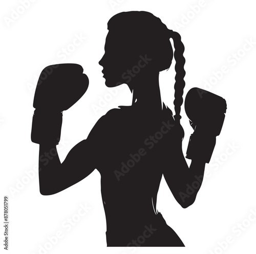 silhouette of a boxing woman