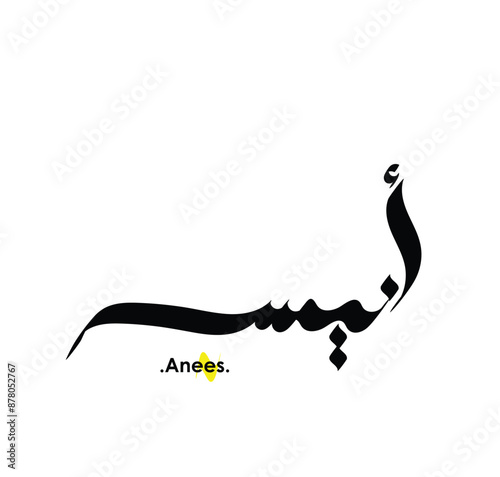 Arabic patterns with name of (Anees) . Classic arabic name on vector illustration.