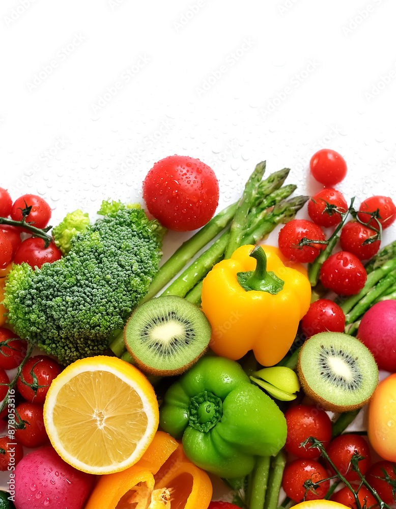 Creative food concept. Fresh a pile of organic, vegetarian, vegan, grocery, fruit, vegetable