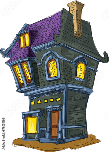 Halloween House. scary haunted house. A scary witch's residence. Spooky castle.
