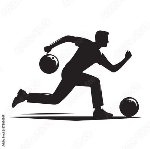 Bowling sports player silhouette vector