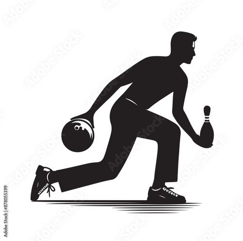 Bowling sports player silhouette vector