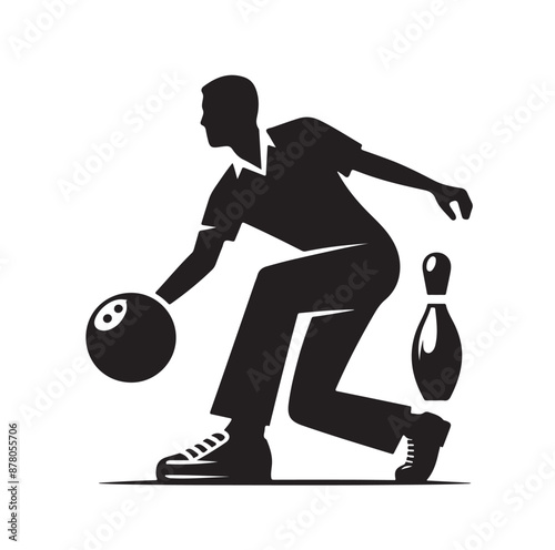 Bowling sports player silhouette vector