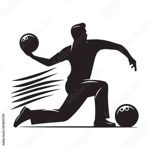 Bowling sports player silhouette vector