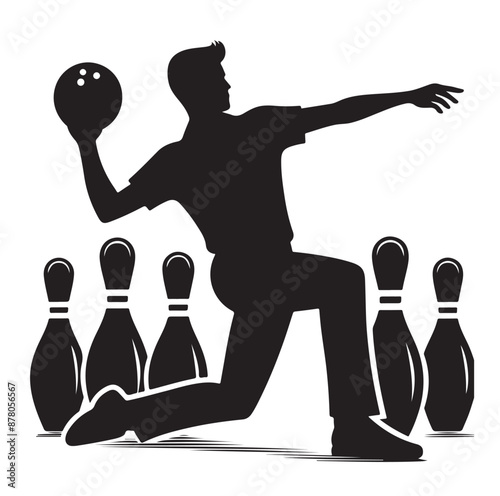 Bowling sports player silhouette vector