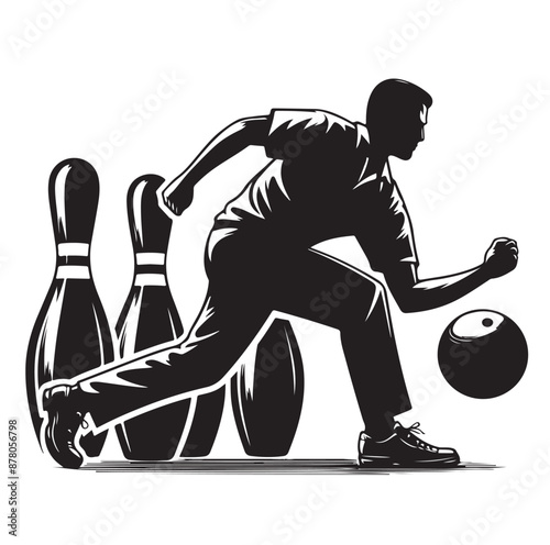 Bowling sports player silhouette vector