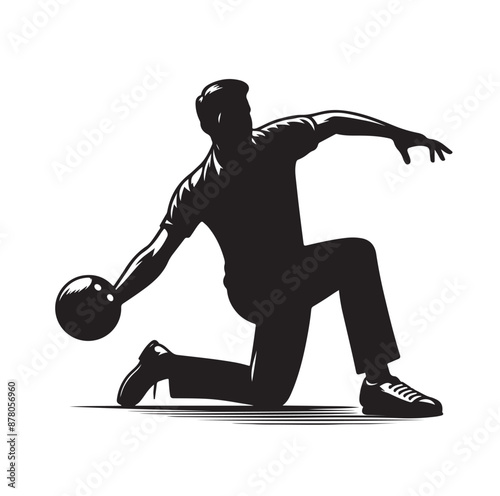 Bowling sports player silhouette vector