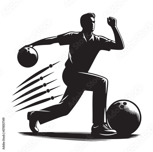 Bowling sports player silhouette vector