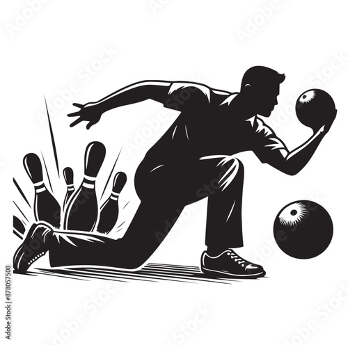 Bowling sports player silhouette vector
