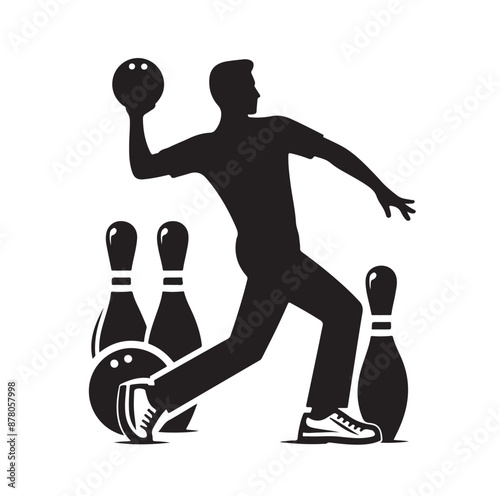 Bowling sports player silhouette vector