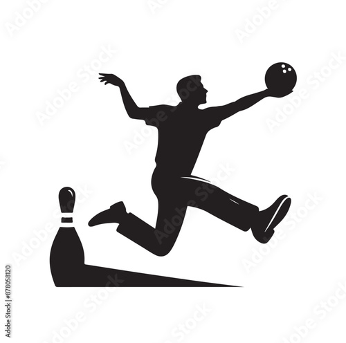 Bowling sports player silhouette vector