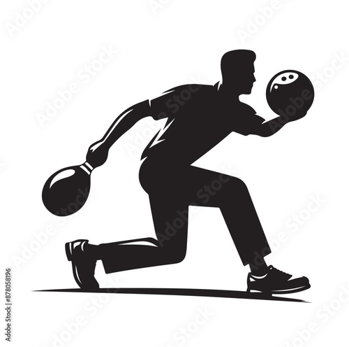 Bowling sports player silhouette vector