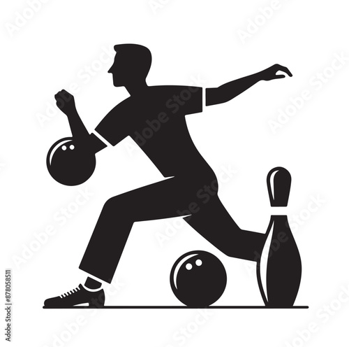 Bowling sports player silhouette vector