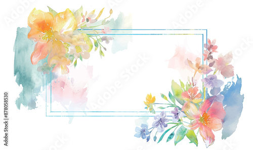 Watercolor floral background, frame, pattern, texture. For design, pastel colors