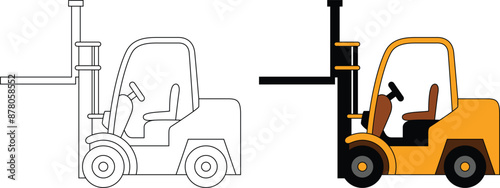 Forklift, transportation, vehicle, outline coloring page for kids