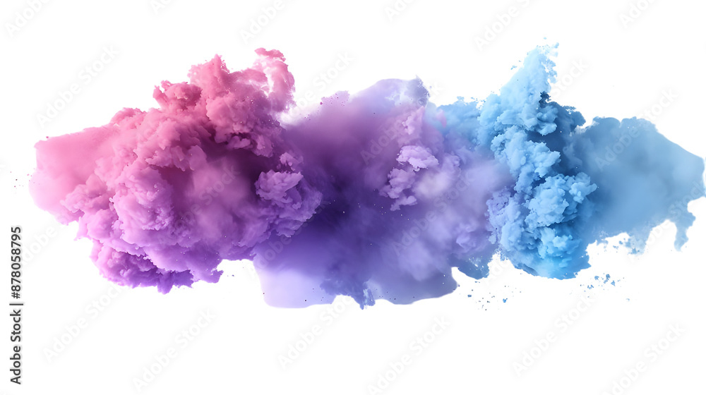 Fototapeta premium Colorful explosion spreading horizontal with smoke isolated on transparent background