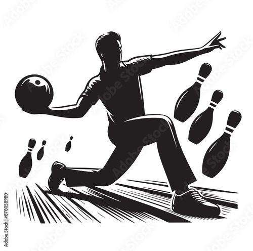 Bowling sports player silhouette vector