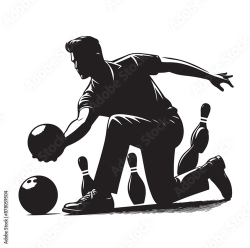 Bowling sports player silhouette vector