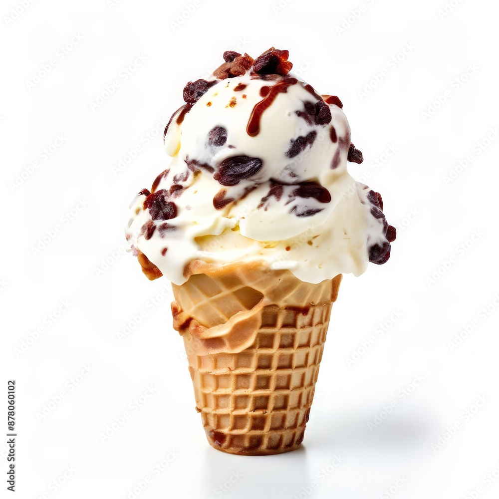 A rum-raisin ice cream isolated on white background. A rum-raisin ice cream isolated on white background.