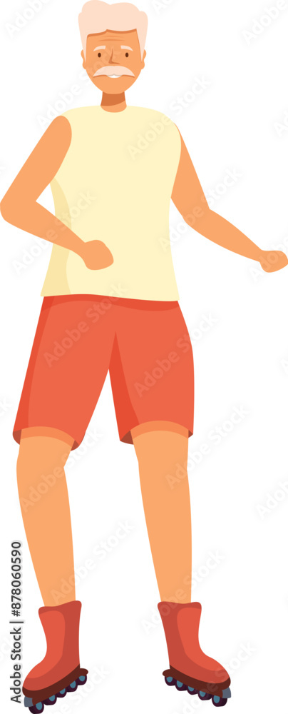 Elderly gentleman is roller skating, demonstrating the concept of active aging