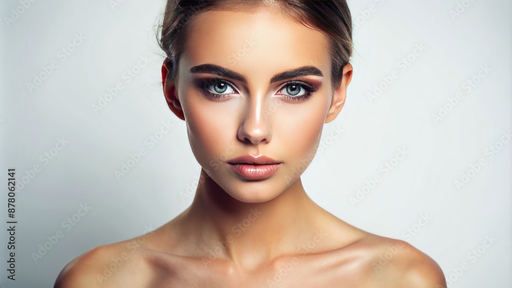 Flawless skin texture and soft focus blur on a pure white studio background with subtle shine and aesthetic elegance. Flawless skin texture and soft focus blur on a pure white studio background with subtle shine and aesthetic elegance.