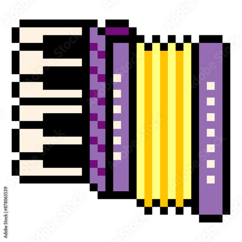 Accordion instrument in pixel art style