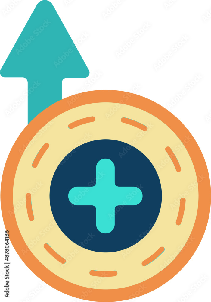 Obraz premium Increase Add Coin Icon in Flat Style.