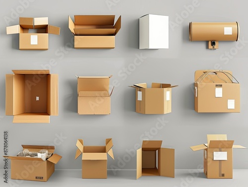 Warehouse workers efficiently packaging products into cardboard boxes, labeling each for organized shipping and storage in an industrial setting. The process shows teamwork and organization in action.