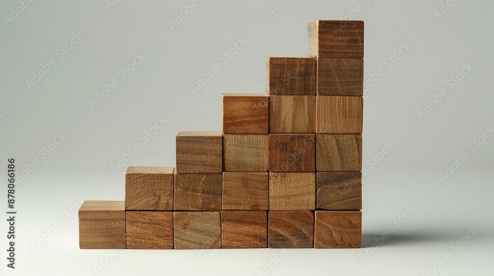 Obraz premium Arranging wooden blocks like stairs for business growth success concept