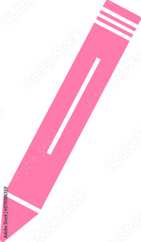 Isolated pencil icon in pink and white color.