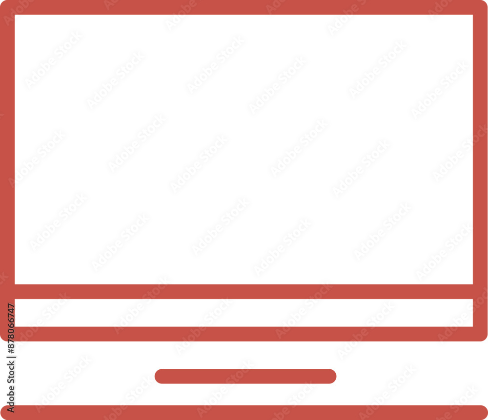 Isolated Computer Icon in Orange Line Art. Isolated Computer Icon in Orange Line Art.