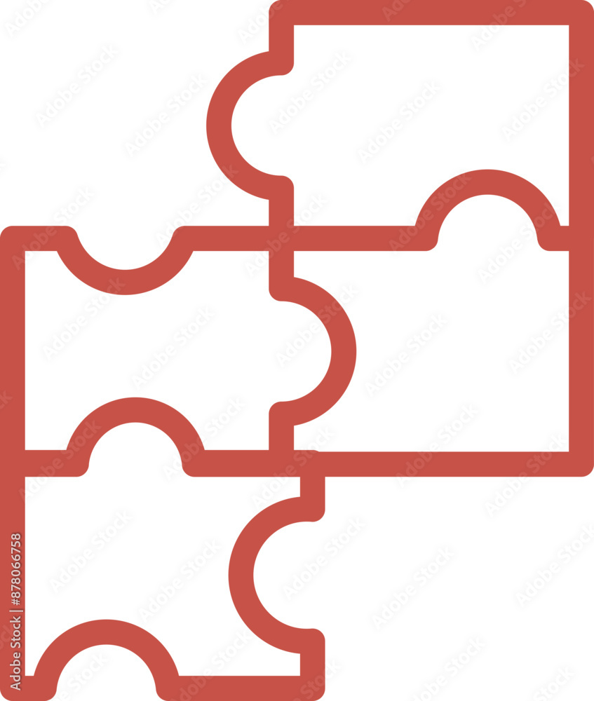 Orange line art Jigsaw Puzzle icon in flat style.