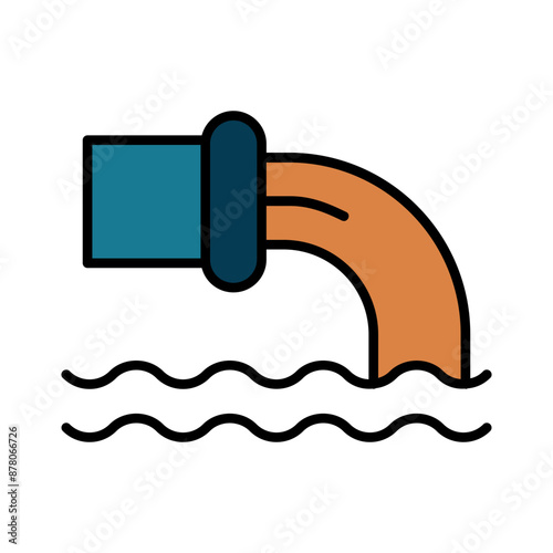 Sewage pipe line icon. Wastewater, disposal, drainage, pollution, water treatment, contamination, sewer, plumbing, environmental issue, waste management, sewage, pipe