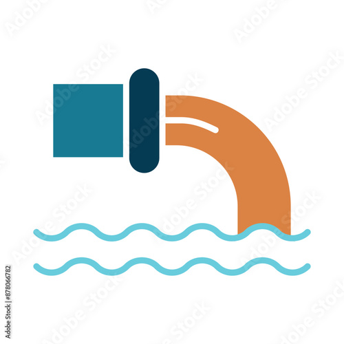 Sewage pipe line icon. Wastewater, disposal, drainage, pollution, water treatment, contamination, sewer, plumbing, environmental issue, waste management, sewage, pipe