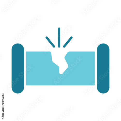 Broken pipe line icon. Leakage, water, damage, plumbing, burst, repair, crack, maintenance, infrastructure, utility, water supply, broken, pipe, leakage