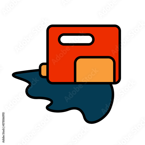 Chemical container spill line icon. Liquid, hazard, pollution, leakage, environmental risk, toxic substance, contamination, chemical waste, industrial accident, hazardous material, spill, chemical