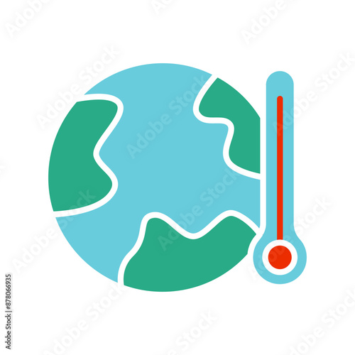 Earth temperature line icon. Global warming, climate change, environmental issue, planet, temperature rise, greenhouse effect, ecological impact, earth, thermometer, heat, climate