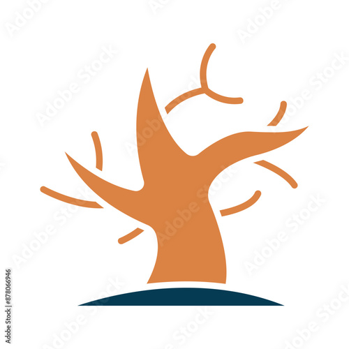 Dead tree line icon. Deforestation, environmental impact, dead wood, forest depletion, ecological issue, barren tree, dry tree, nature loss, dead tree, line, icon, environmental