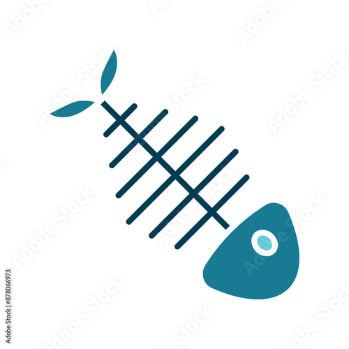 Fish skeleton line icon. Marine life, fish bones, environmental impact, waste, pollution, aquatic life, dead fish, marine ecosystem, ocean, decomposition, fish, skeleton, bones, environmental