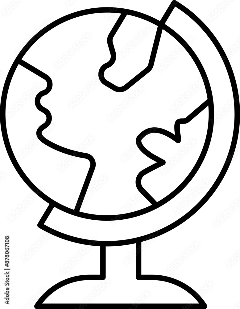 Line art Earth globe stand icon in flat style. Line art Earth globe stand icon in flat style.