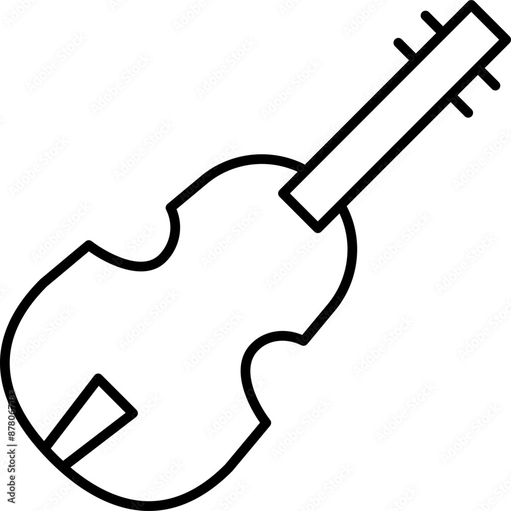 Line art Guitar icon in flat style. Line art Guitar icon in flat style.