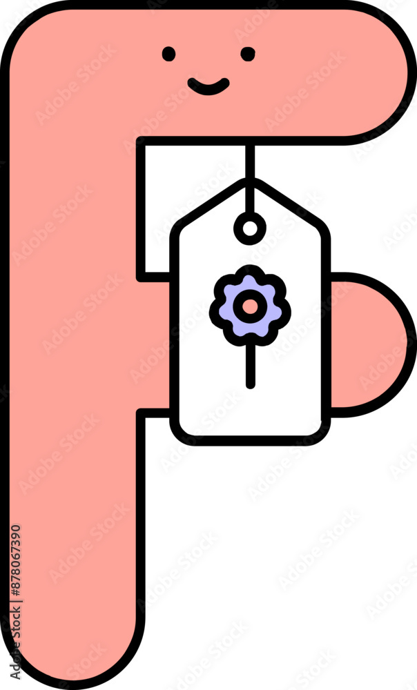 Cartoon Alphabet F for Flower Icon in Peach Color. Cartoon Alphabet F for Flower Icon in Peach Color.
