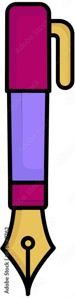 Colorful fountain pen icon in flat style. Colorful fountain pen icon in flat style.