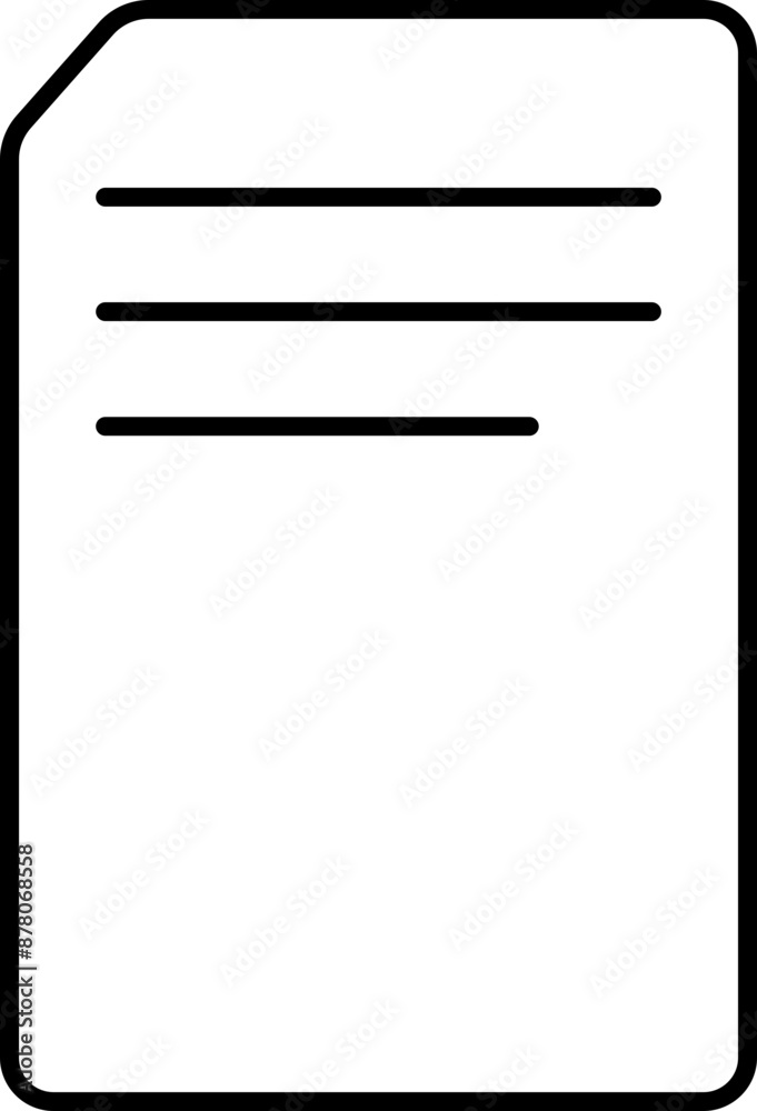 Line art illustration of File or Document paper icon. Line art illustration of File or Document paper icon.