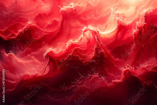 Intense Fluidity: Red Abstract Background Painted