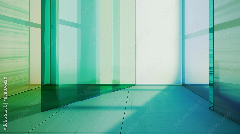 Fototapeta premium abstract blue background, green and blue and marine color, transparent glass texture