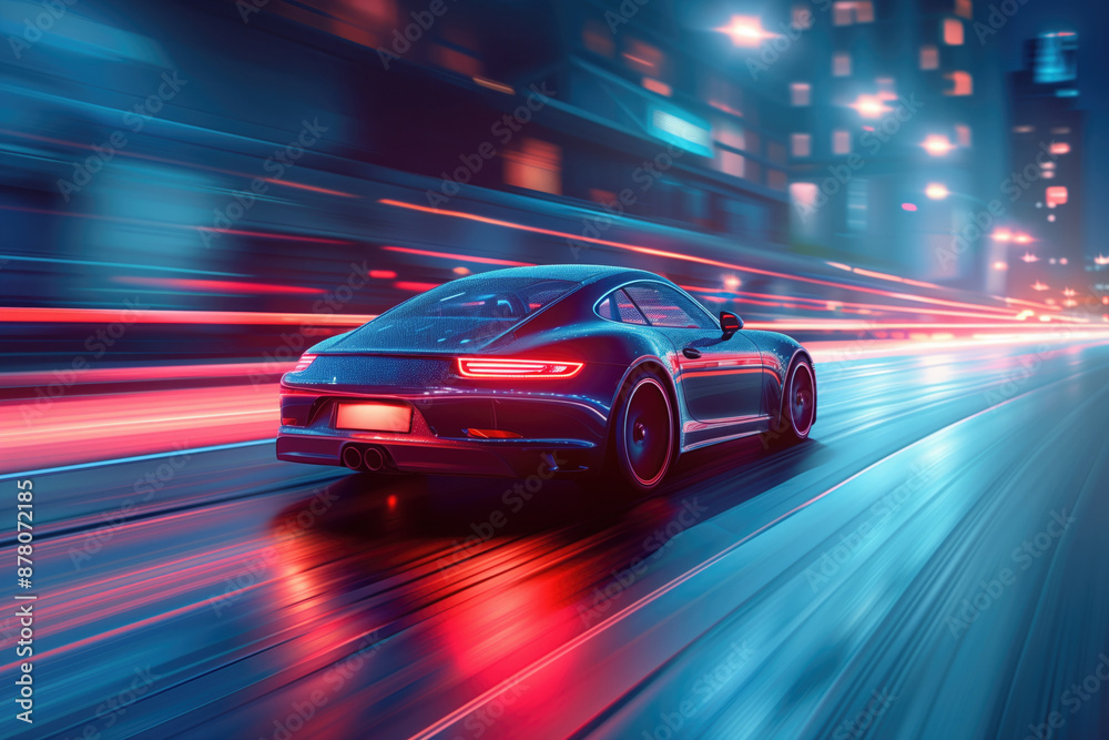 An autonomous vehicle navigating a smart highway, showcasing advanced transportation technologies An autonomous vehicle navigating a smart highway, showcasing advanced transportation technologies